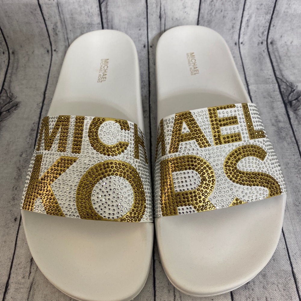 BRAND NEW! MICHAEL KORS WOMENS BLING SLIDES